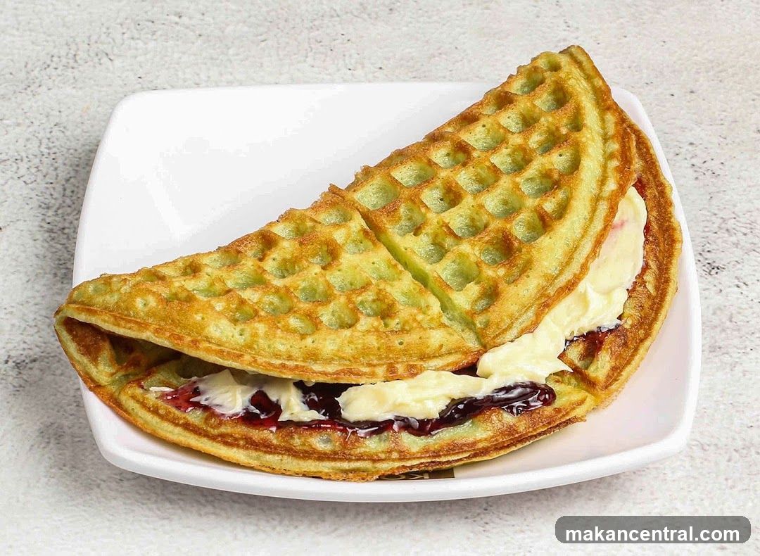 Waffle with Cream and Jam