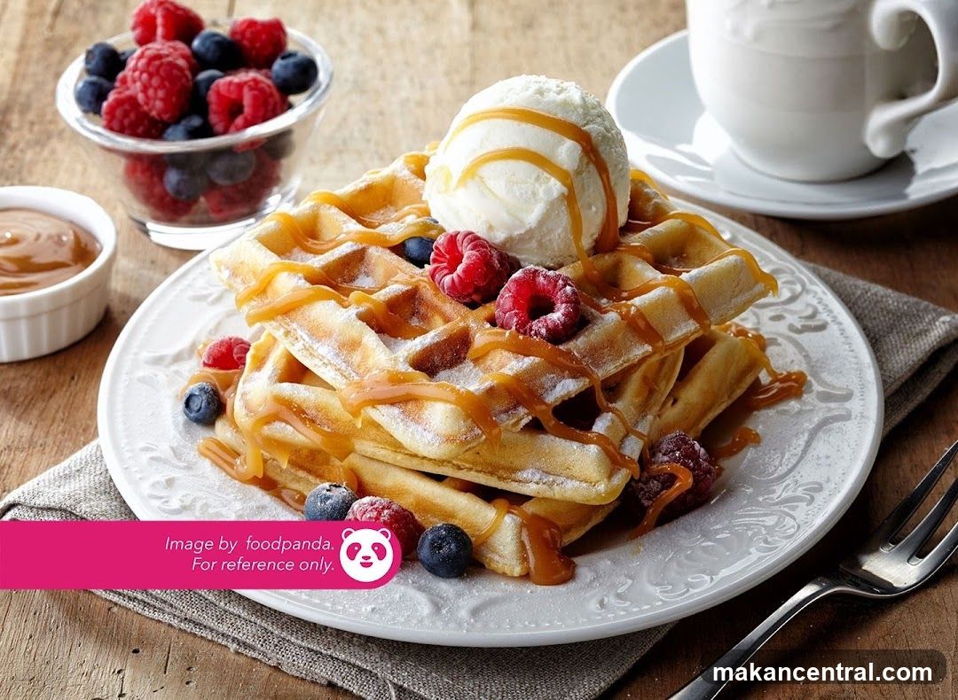 Waffles with Berries and Ice Cream