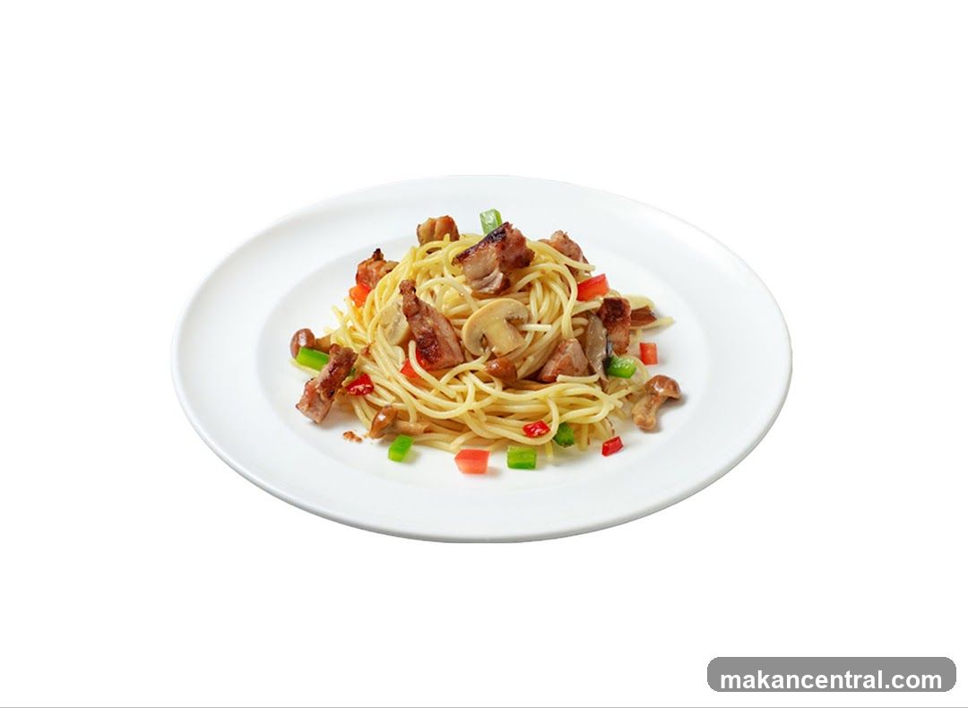 Spaghetti with Meat and Mushrooms
