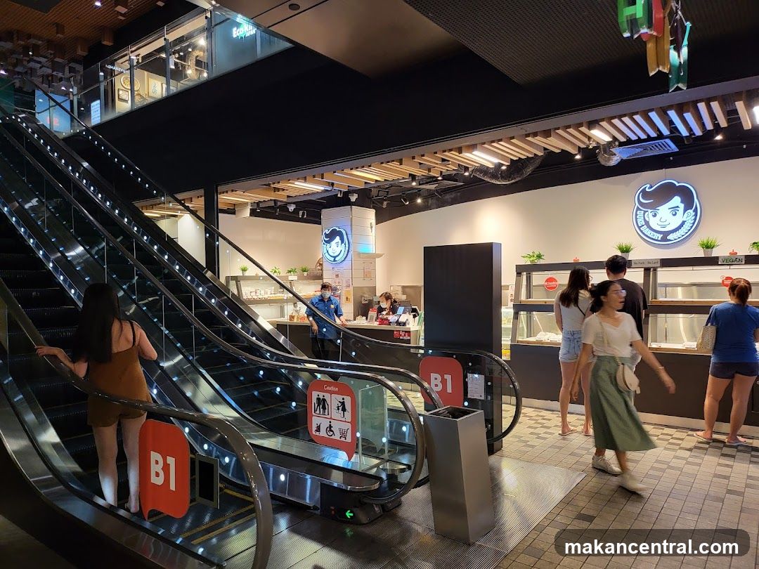Food court with escalators
