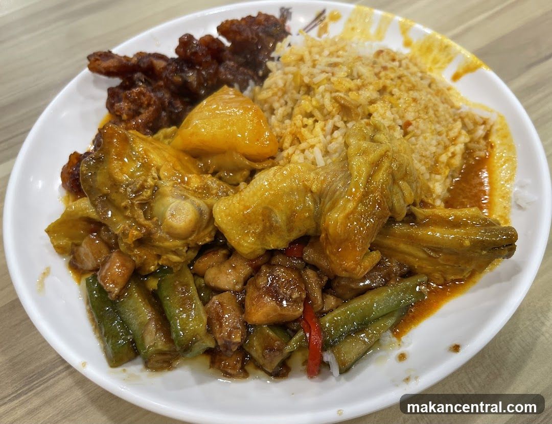 Plate of Rice with Various Dishes