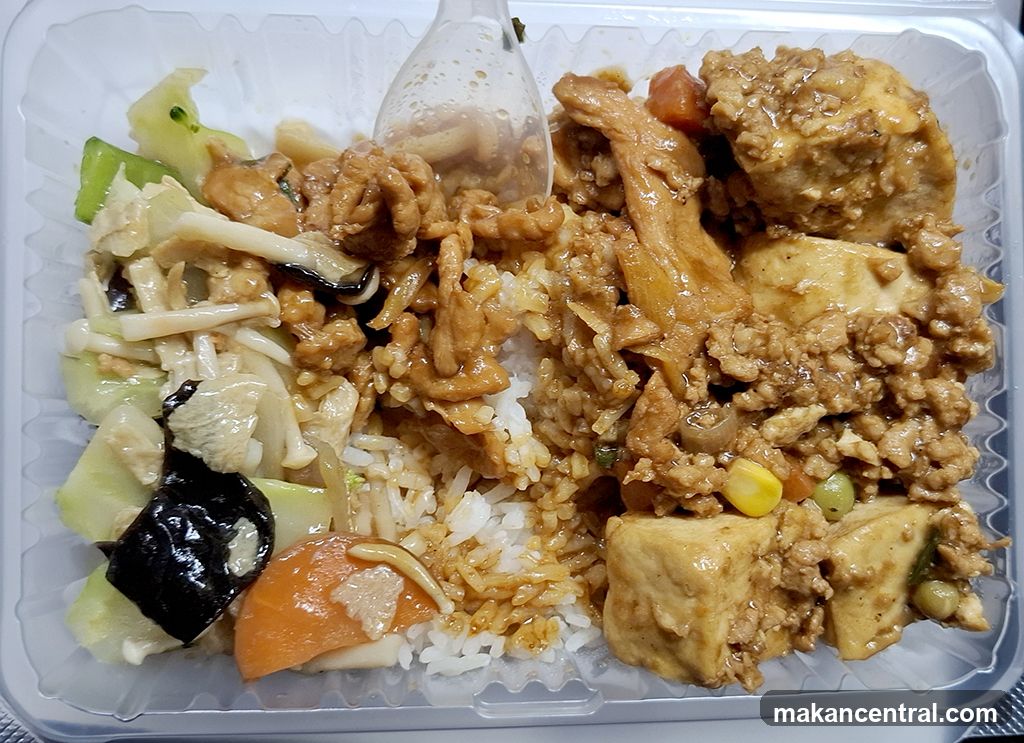Bento Box with Rice and Stir-fried Dishes