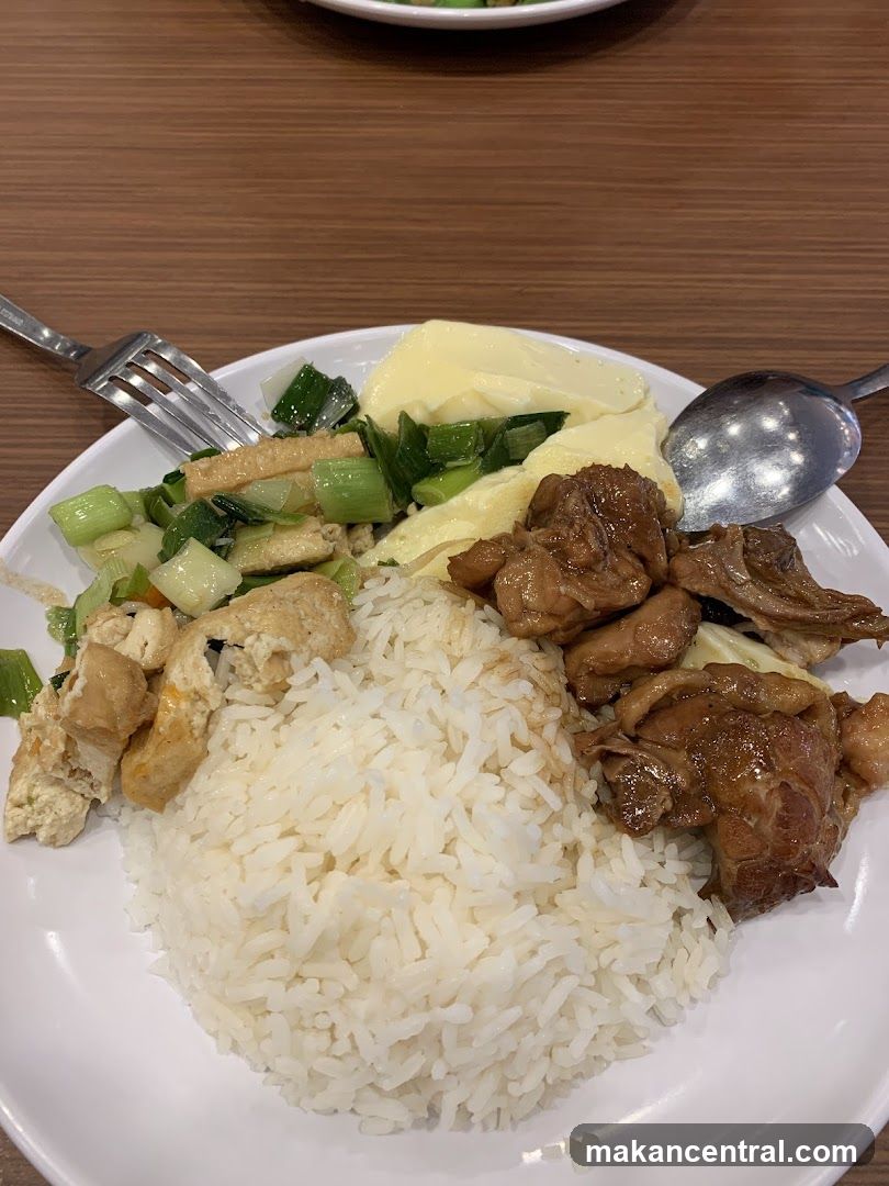 Rice plate with meat and vegetables