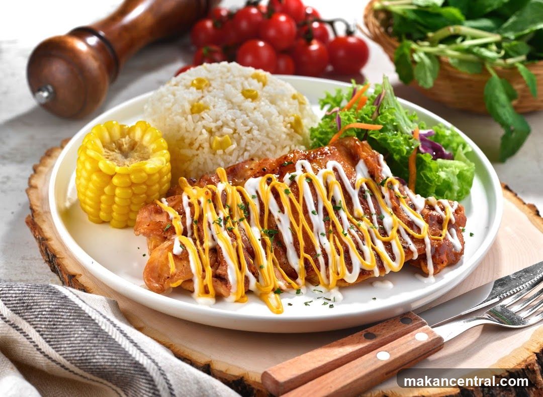 Grilled Chicken with Rice and Corn