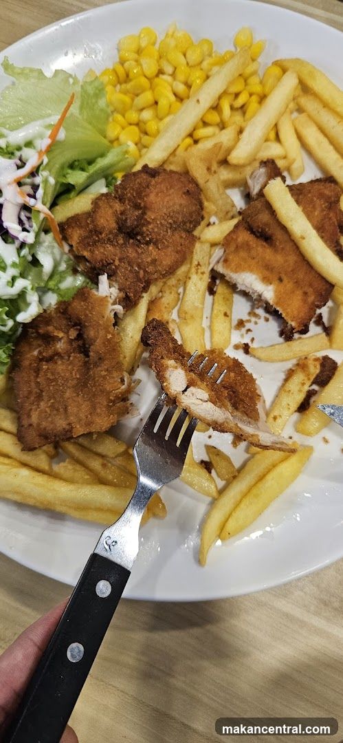 Breaded Chicken with Fries and Corn