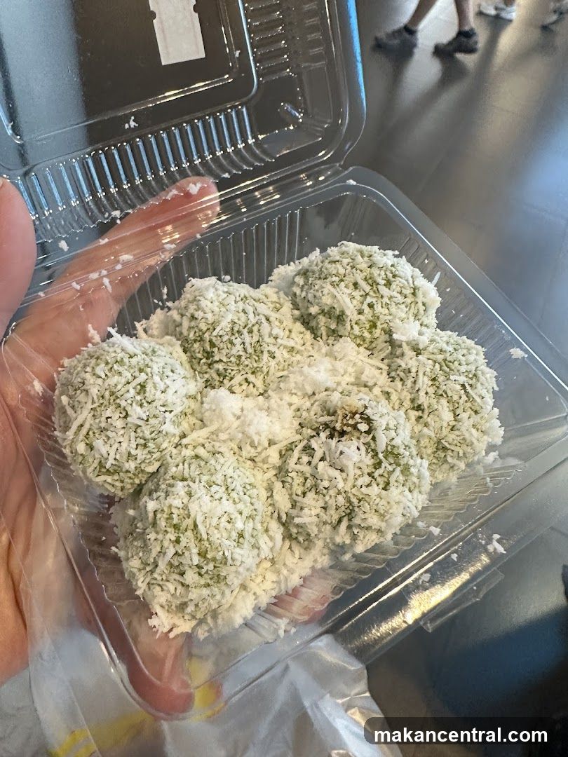 Onde-onde in a plastic container