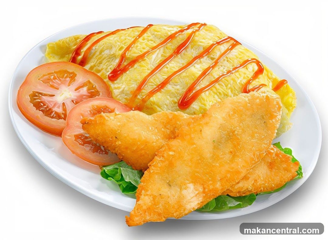 Omelette with Fried Fish