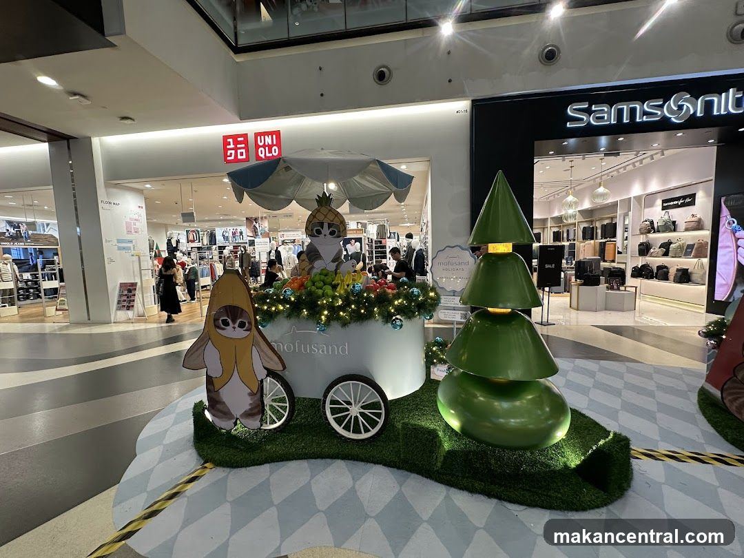 Mall Display with Cartoon Cats and Storefronts