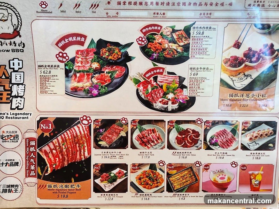 Meow BBQ Menu