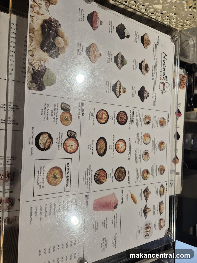 Nunsaran Dessert Cafe Menu