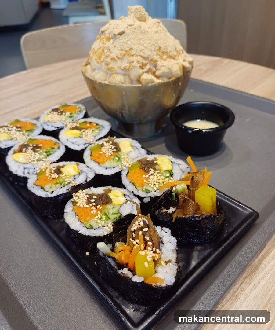 Korean Rolled Rice and Shaved Ice Dessert