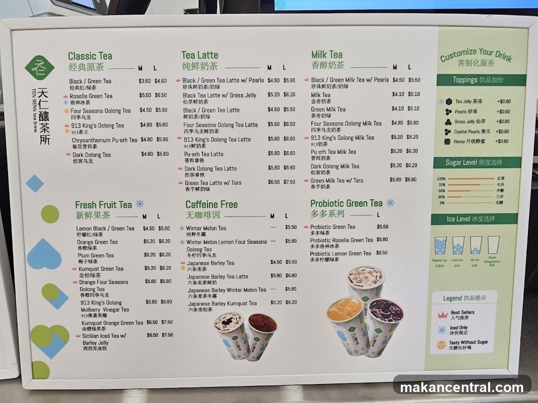 TEN REN's tea brew Menu