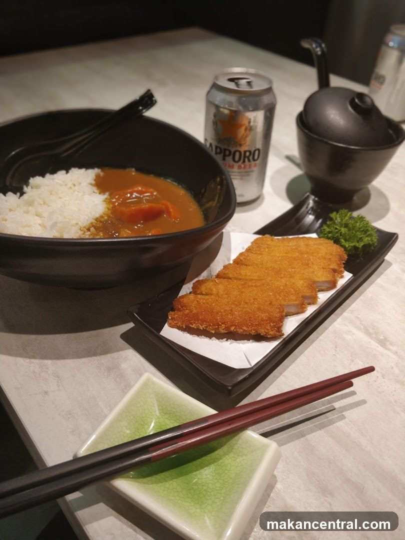 Japanese Curry with Katsu and Beer