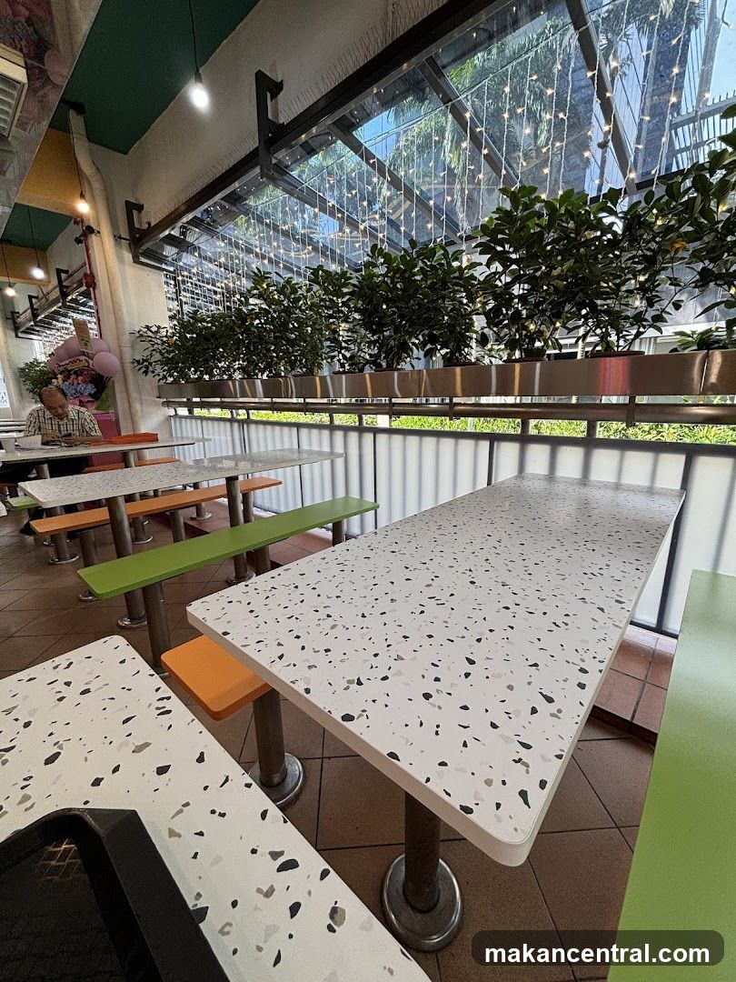 Restaurant Interior with Plants and Lights