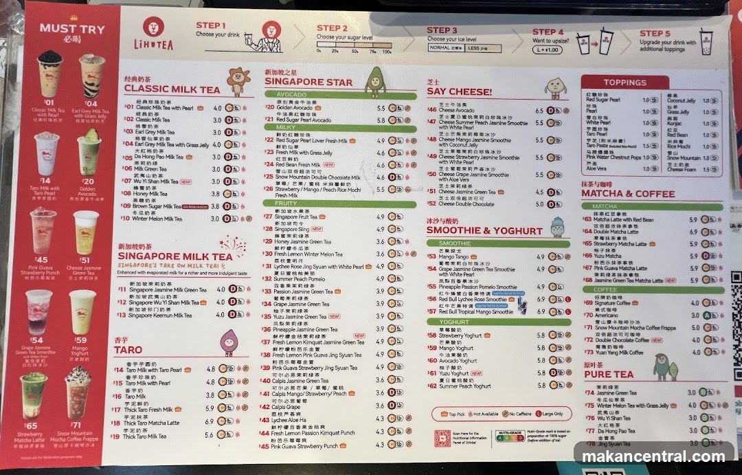 LIH TEA Menu