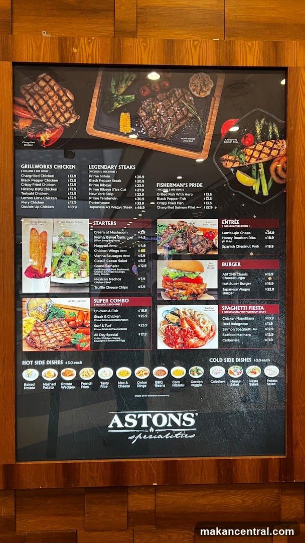 Aston's Specialities Menu