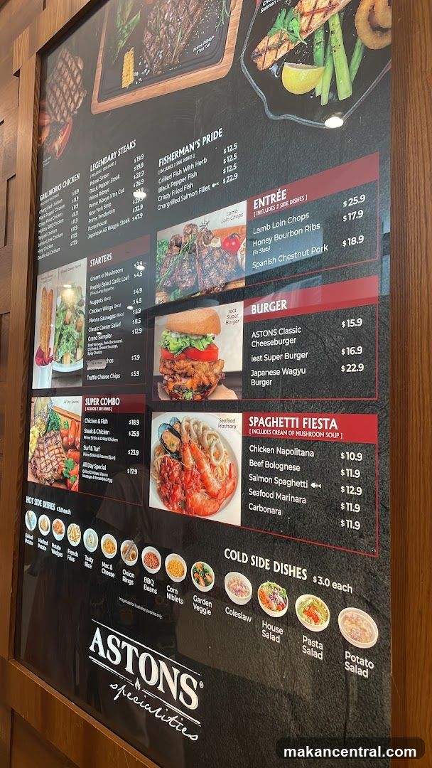 ASTONS Specialities Menu