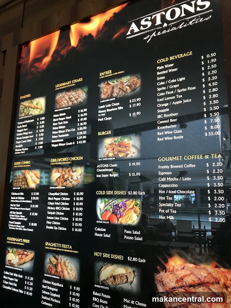 ASTONS Specialties Menu