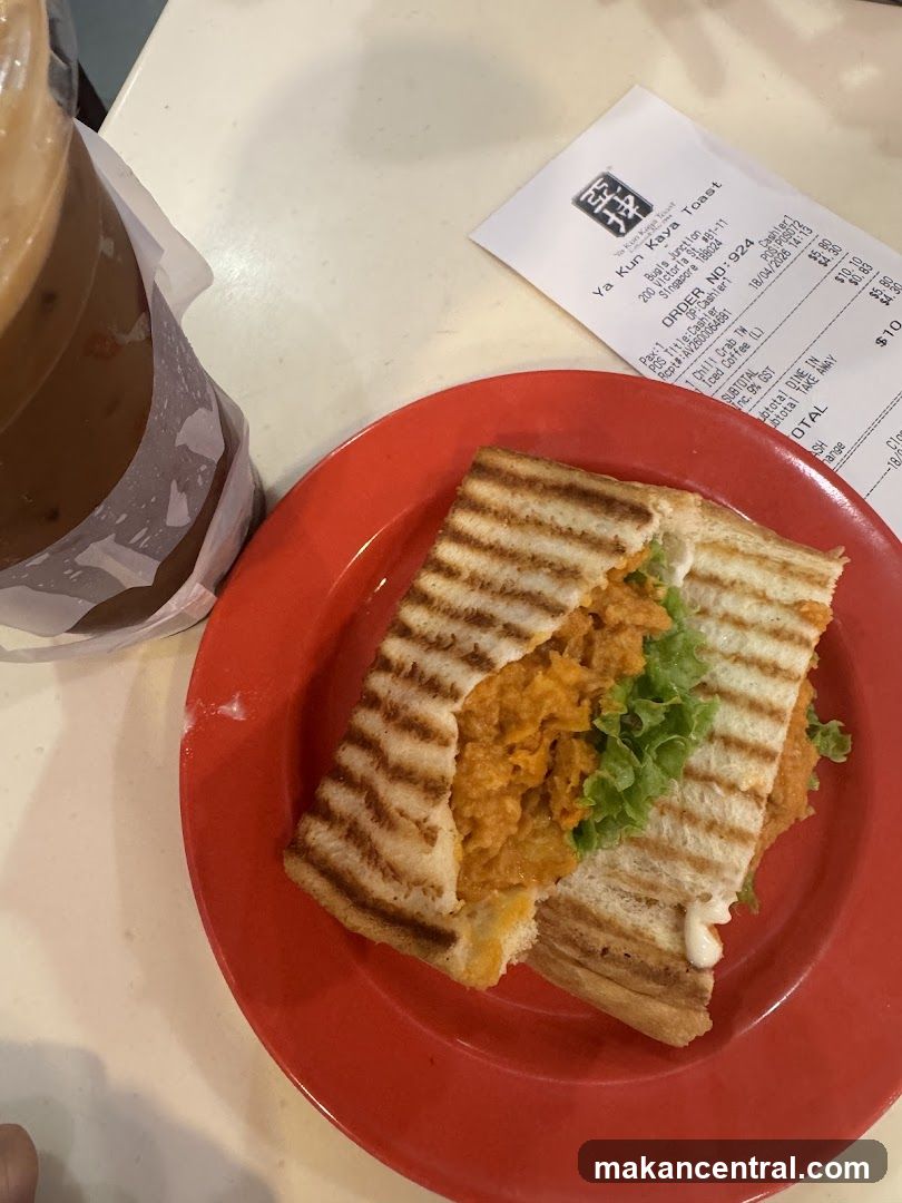 Ya Kun Kaya Toast Receipt and Sandwich