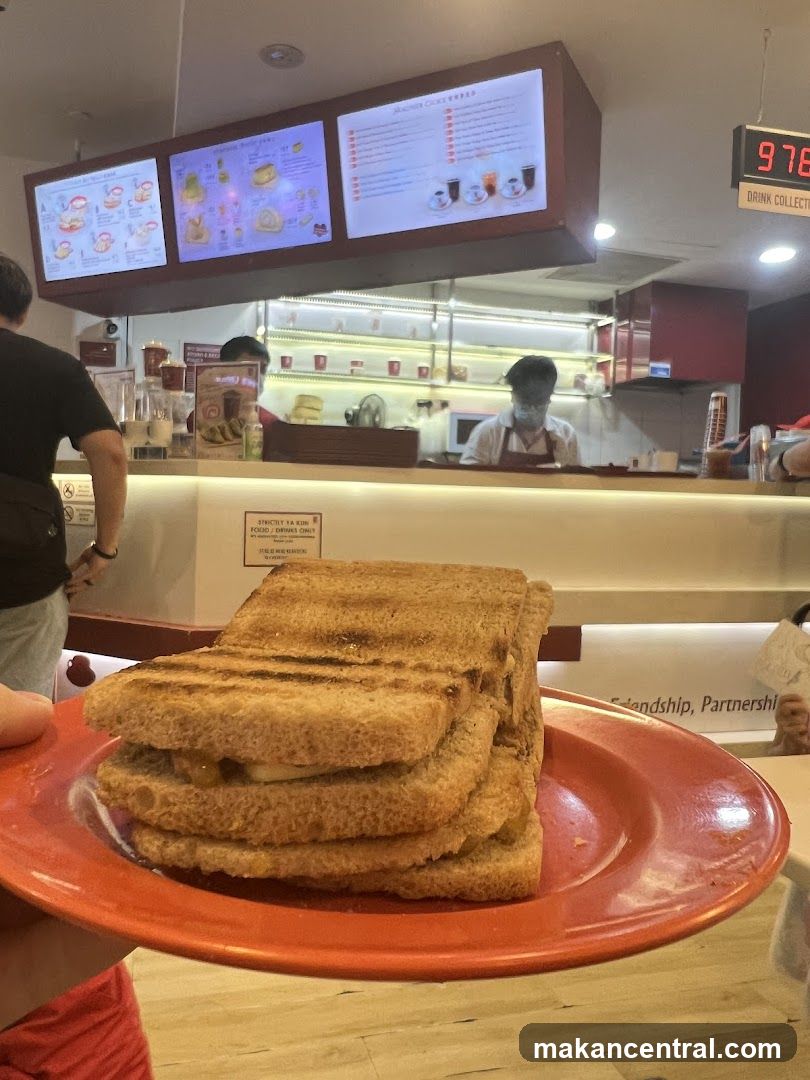 Toast and drinks at a cafe
