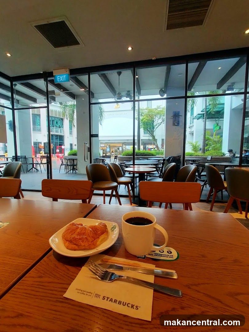 Starbucks Coffee and Croissant