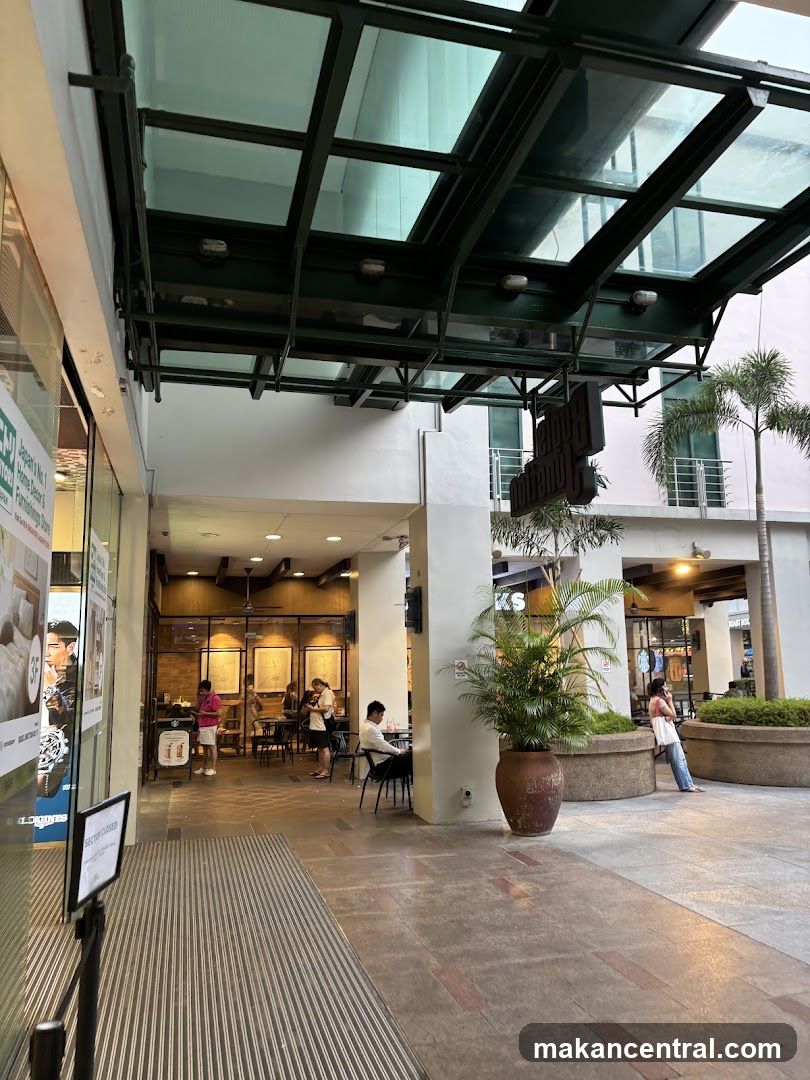 Outdoor seating area of a cafe