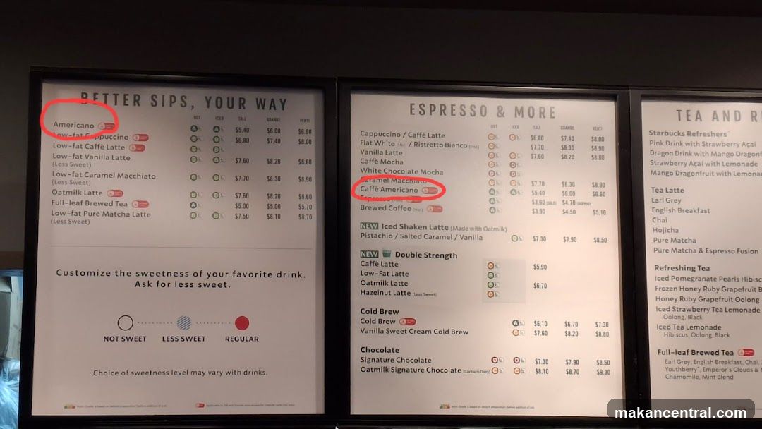 Starbucks Menu