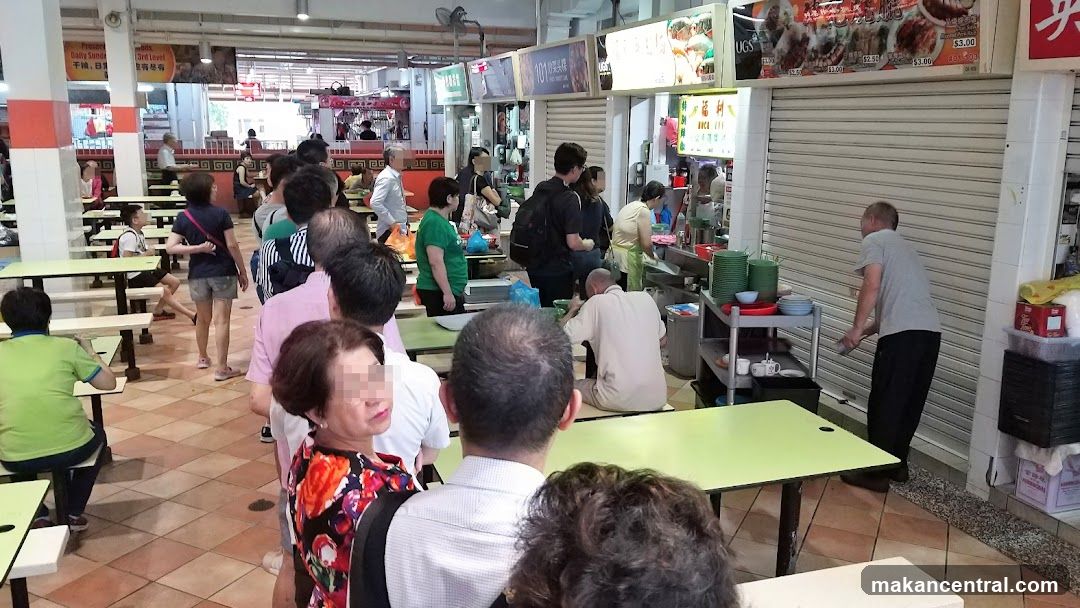 Food court with people queuing