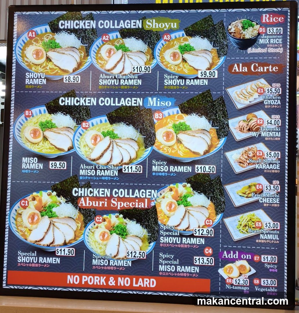 Chicken Collagen Ramen Menu