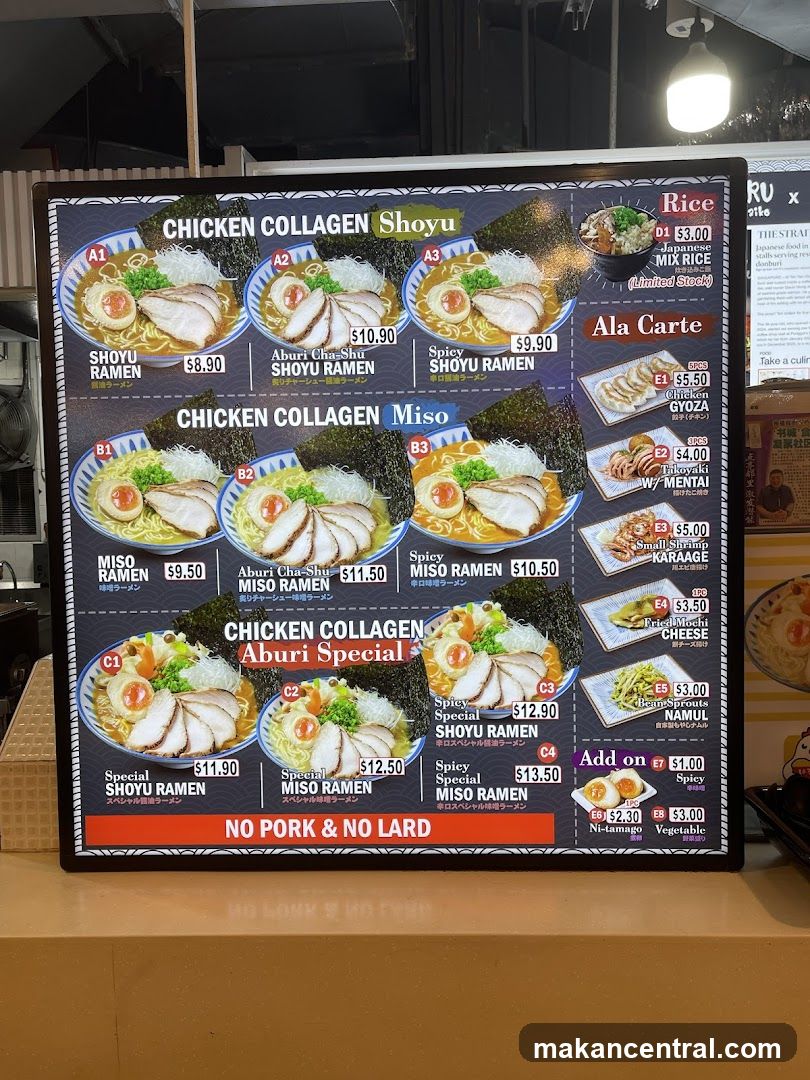 Chicken Collagen Ramen Menu
