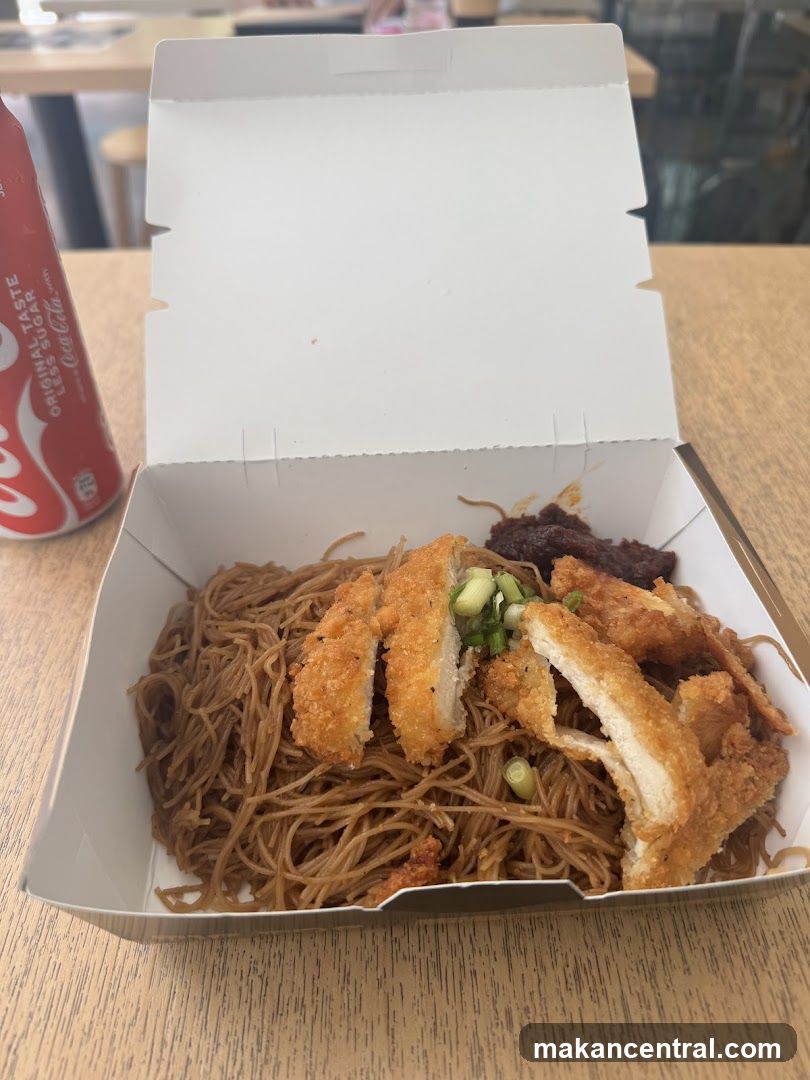 Takeaway Meal with Fried Chicken and Noodles