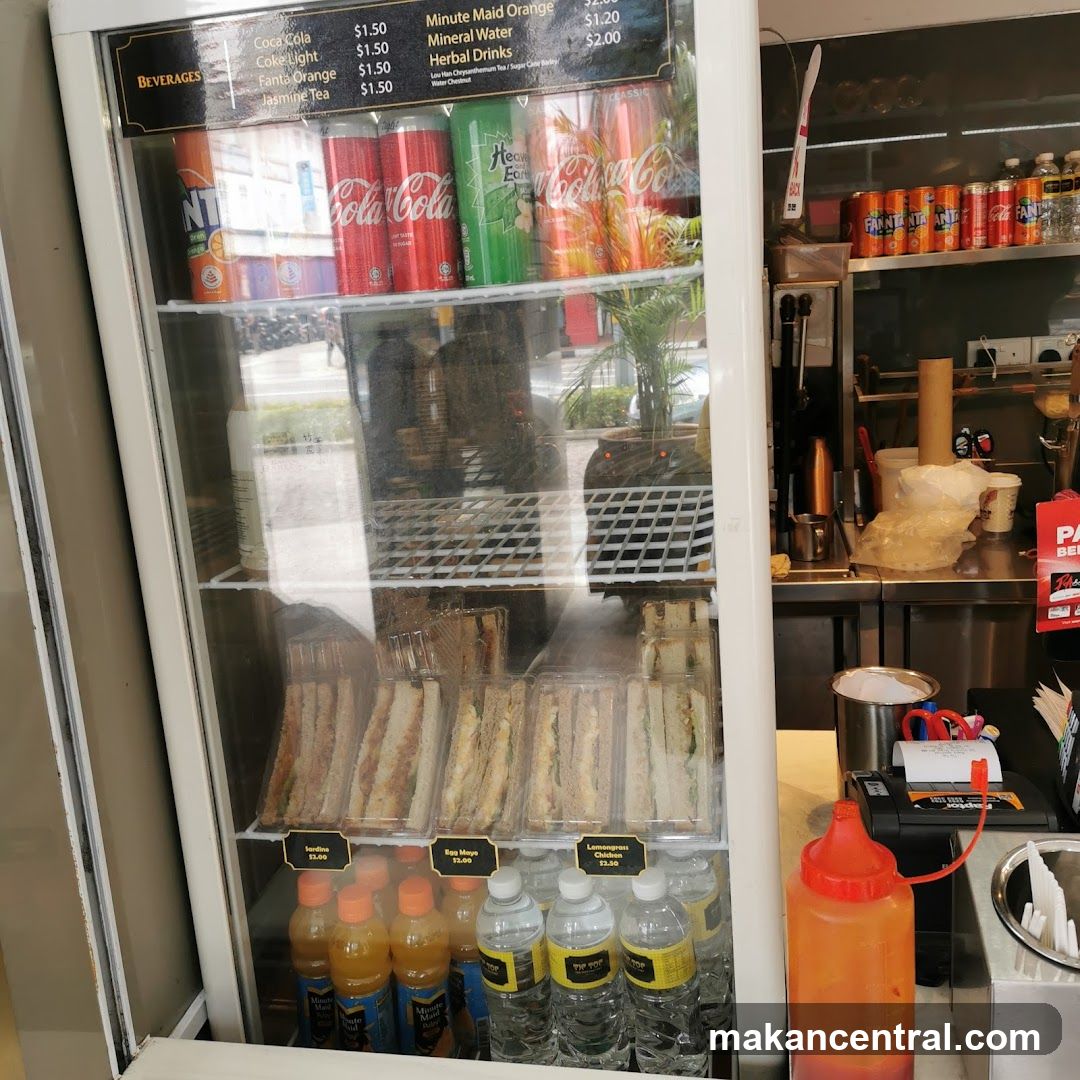 Refrigerated Display with Drinks and Sandwiches