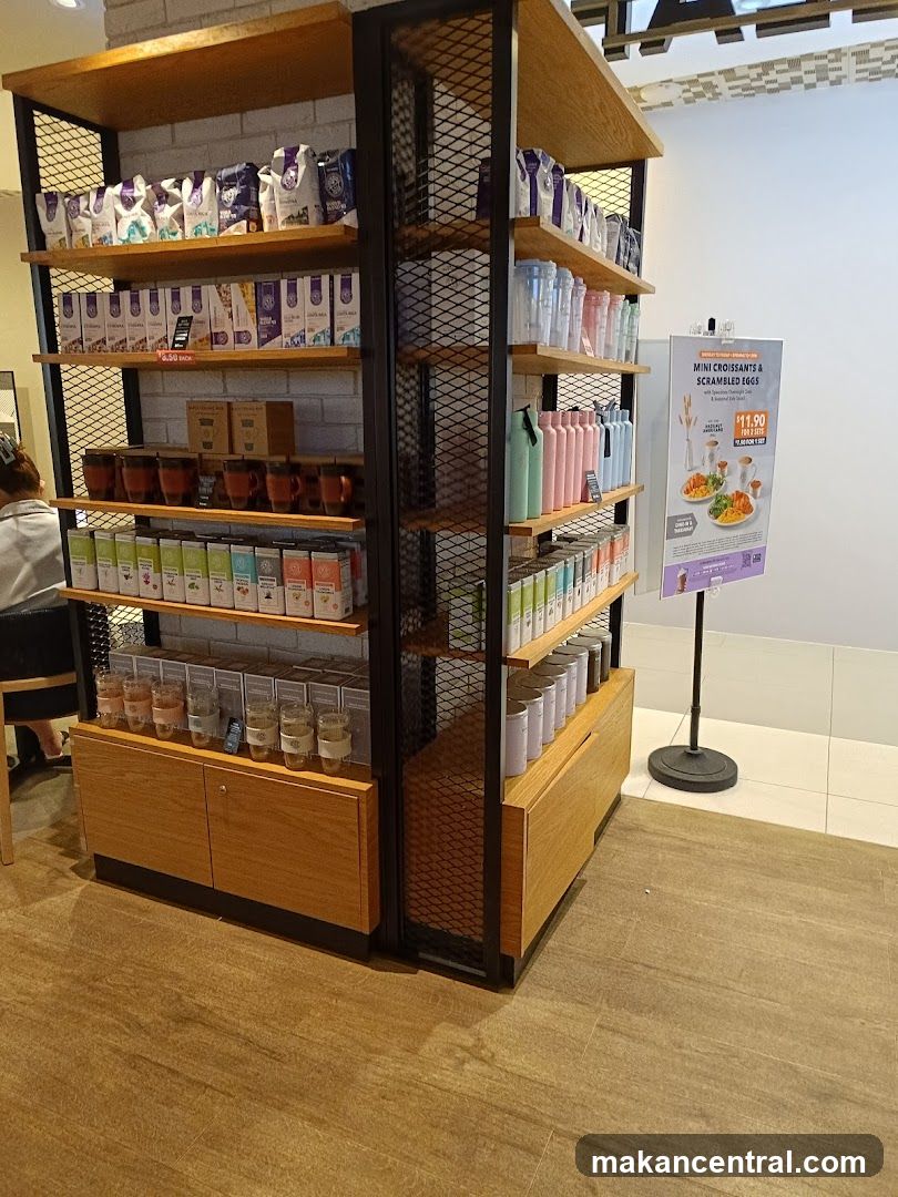 Store Shelving with Packaged Goods and Drinkware