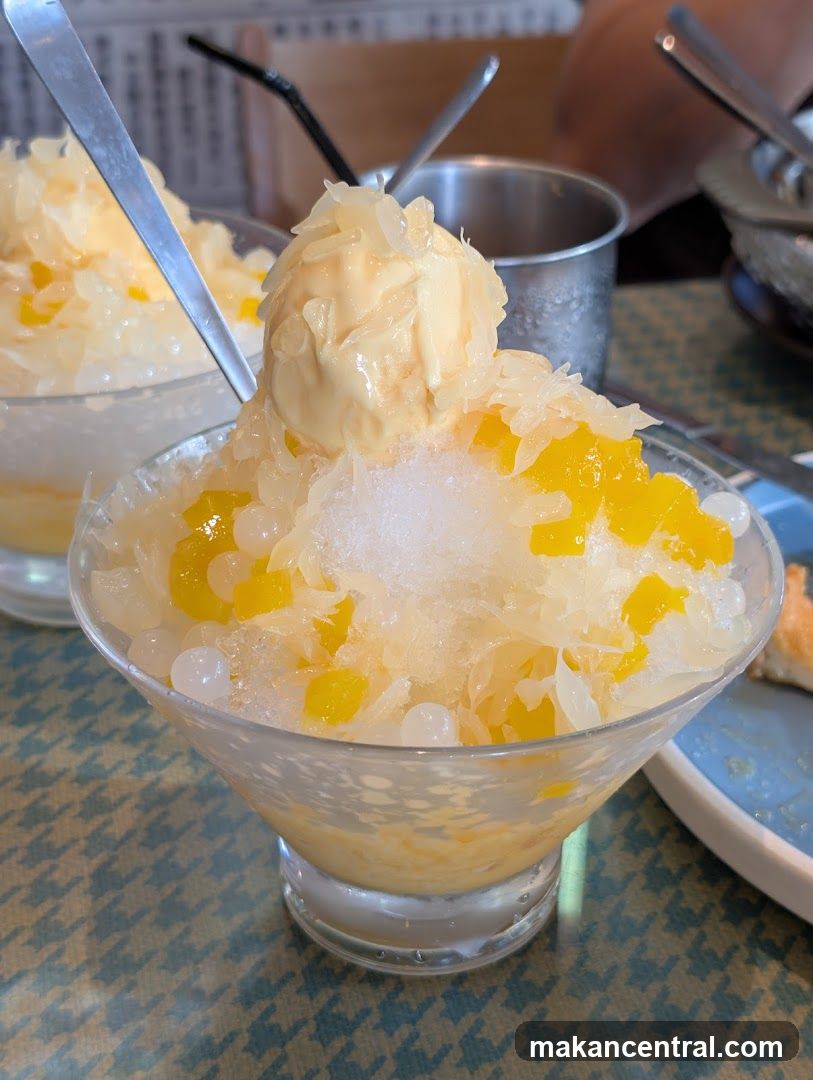 Mango shaved ice dessert