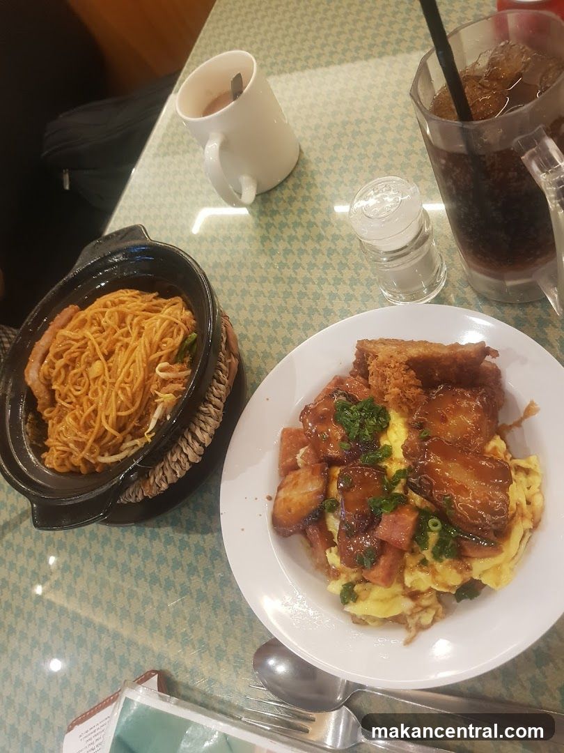 Table with food and drinks