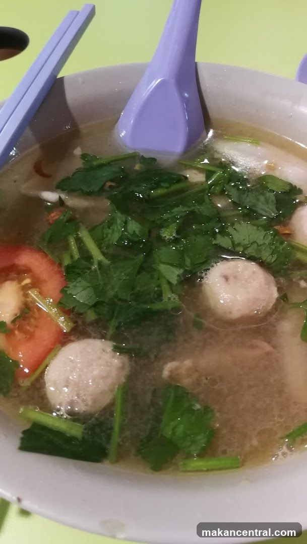Bowl of Soup with Meatballs and Vegetables