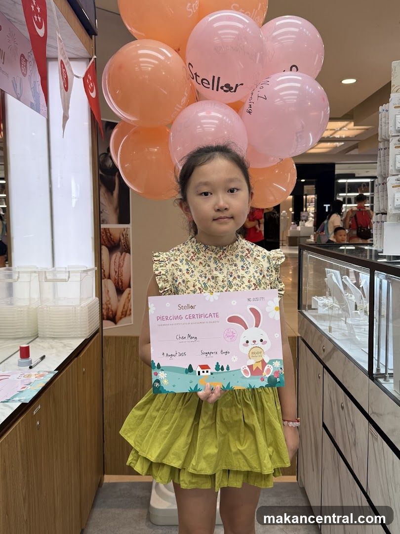 Girl Holding a Piercing Certificate