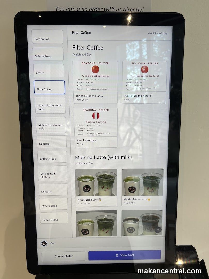 Filter Coffee Menu