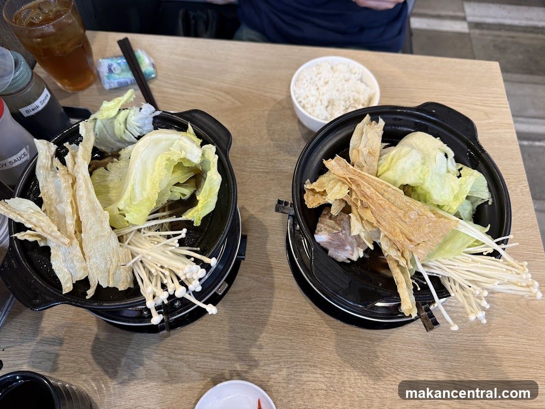 Two Hot Pot Dishes with Enoki Mushrooms and Tofu Skin