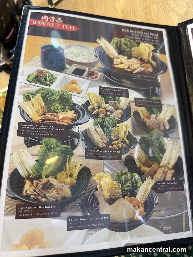Bak Kut Teh Menu