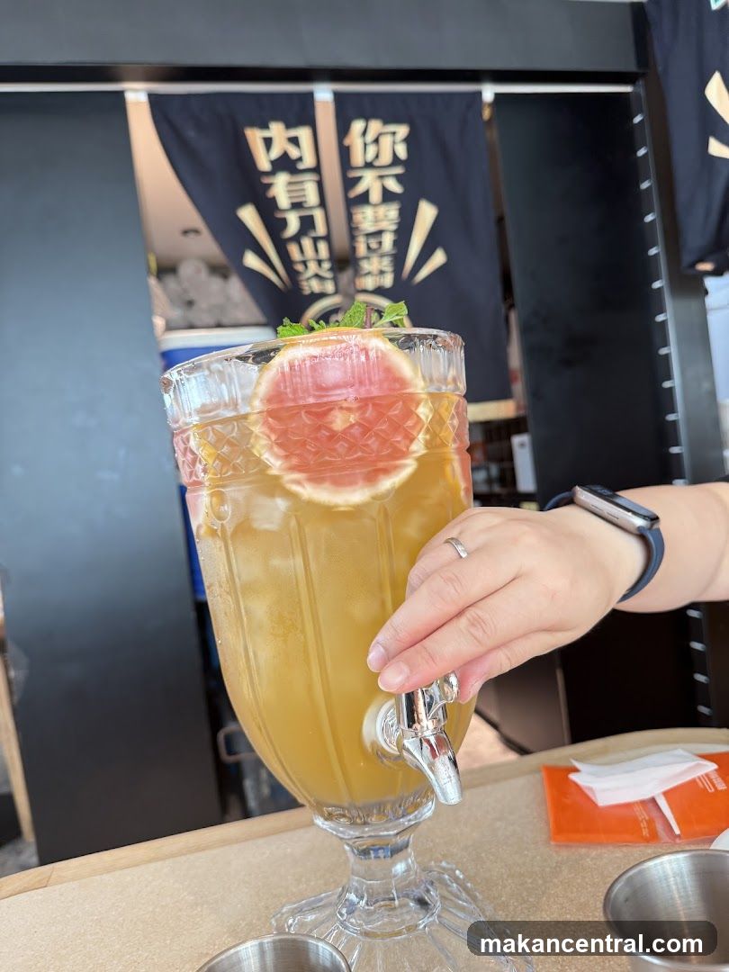 Beverage Dispenser with Grapefruit and Mint