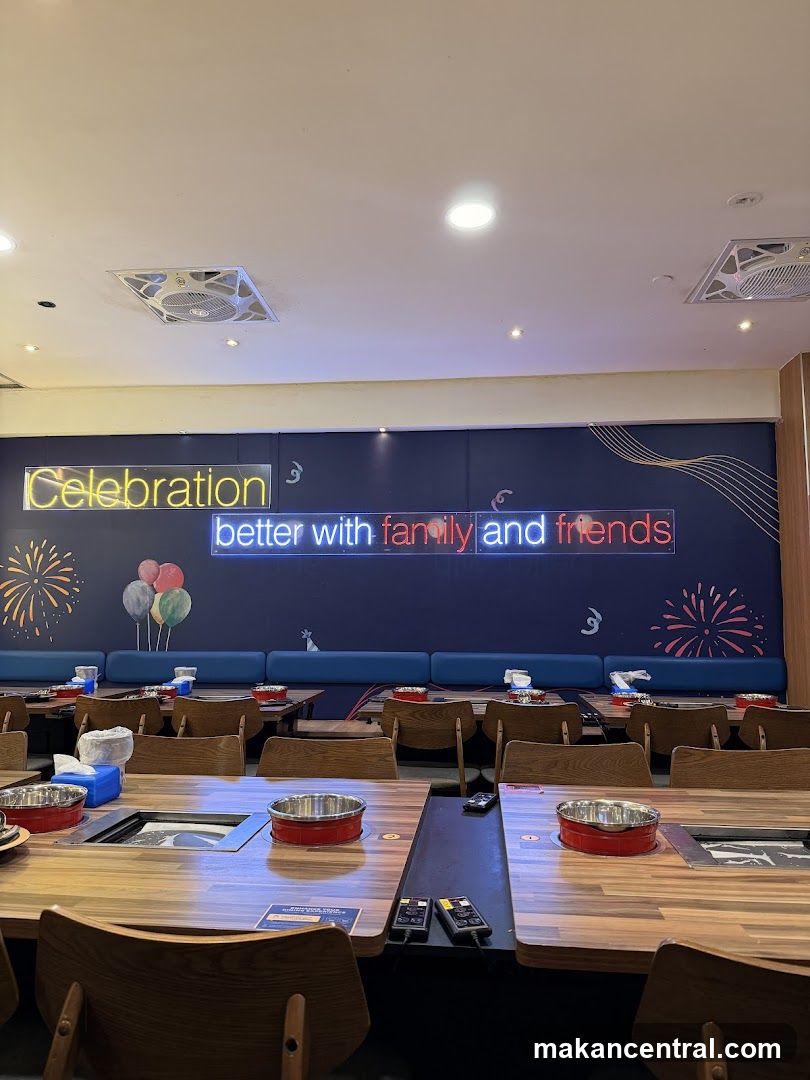 Restaurant Interior with Neon Sign
