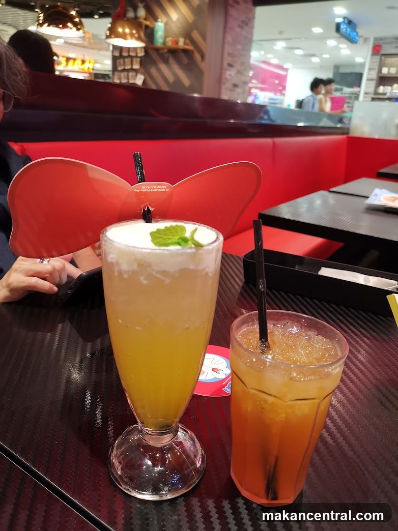 Two drinks on a table