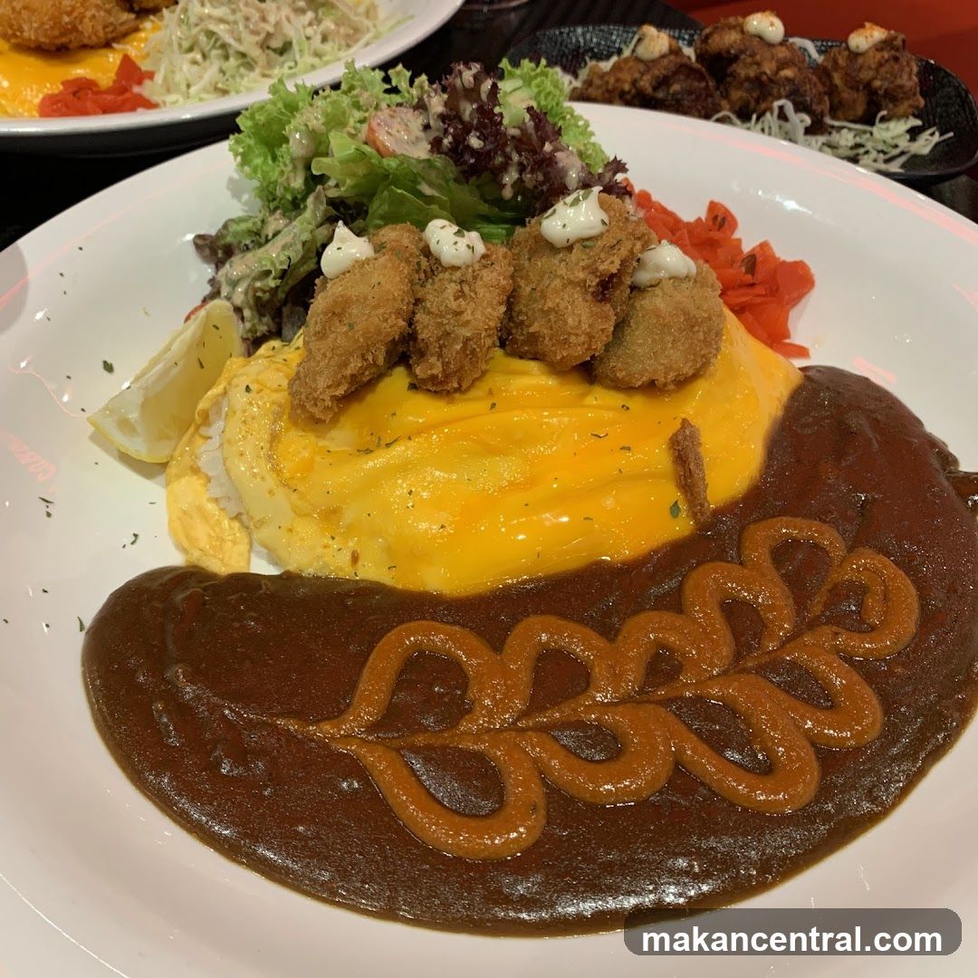 Omurice with Fried Oysters and Curry