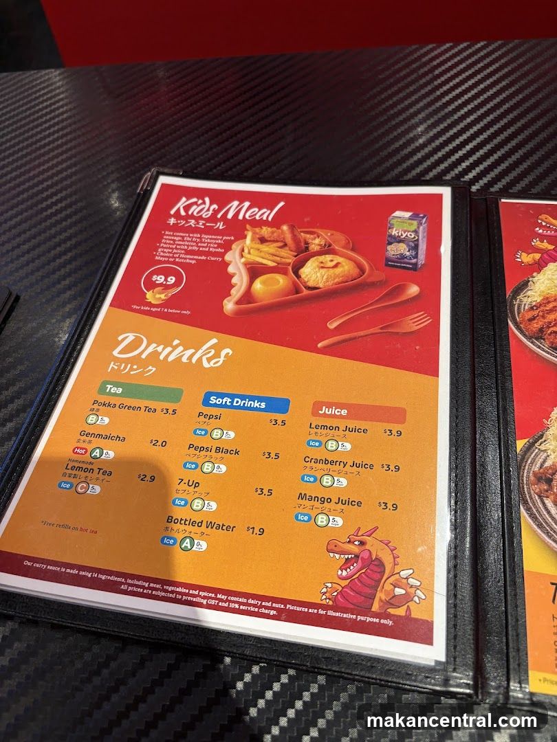 Kids Meal and Drinks Menu