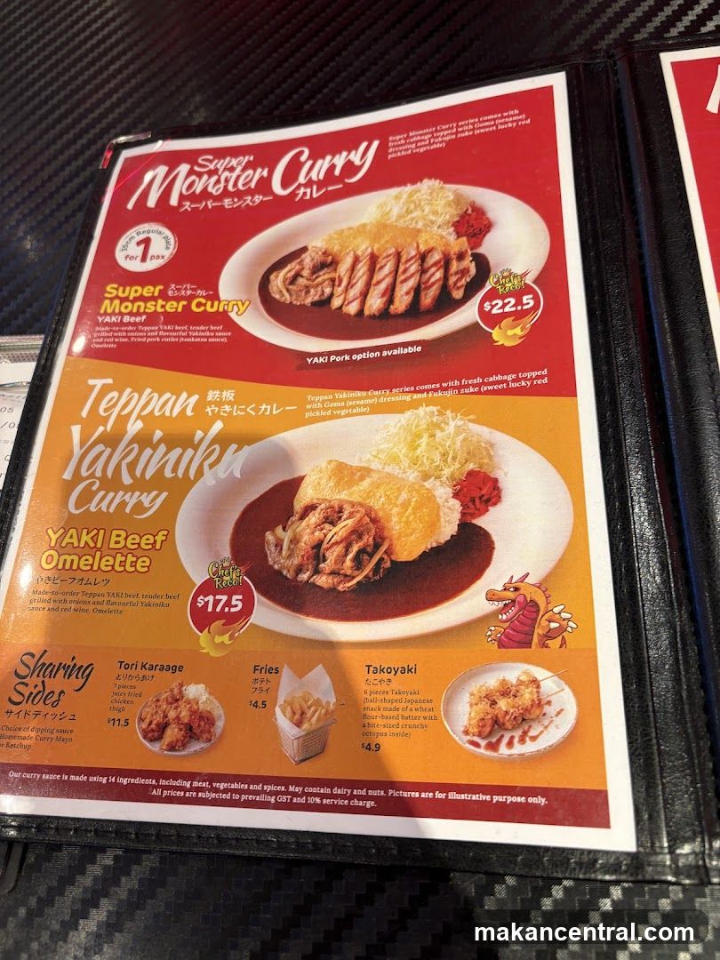 Super Monster Curry Menu