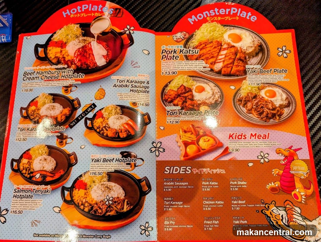 HotPlates & MonsterPlate Menu