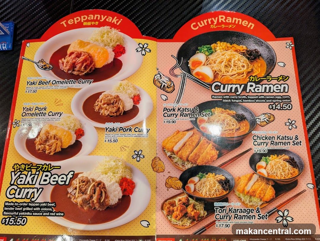Teppanyaki and Curry Ramen Menu