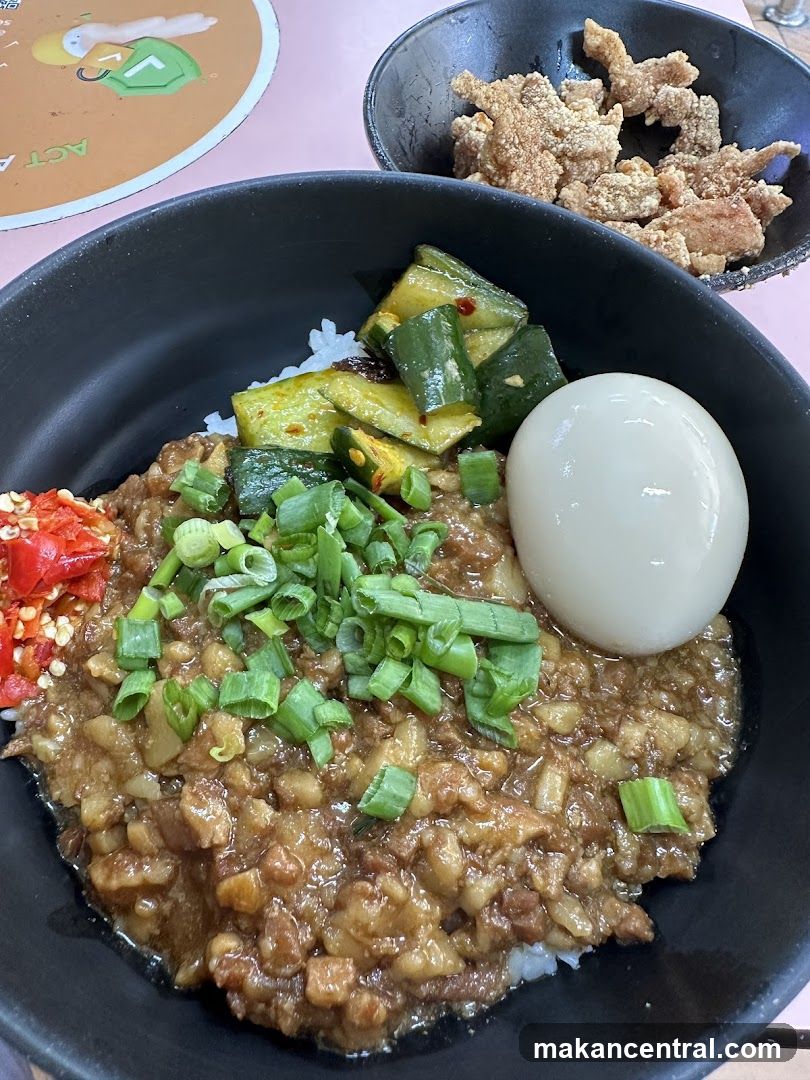 Braised Pork Rice Bowl with Side of Fried Chicken