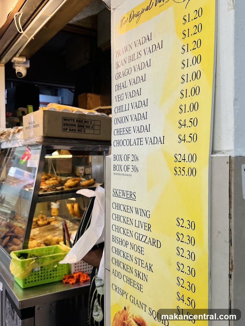 The Original Vadai Menu